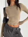Long Sleeve T Shirt Women Autumn Winter Y2k Crop Top Casual Slim Fit Pullovers Solid O Neck T-shirts Streetwear Female Basic Tee
