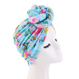 African Print Turban for Women New Fashion Pre-Made Top Knot Head Wraps Flower Stretch Hijab Ladies Party Wedding Headdress