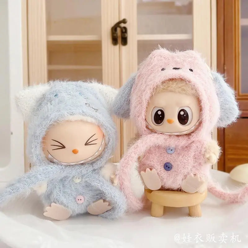 Mini Doll Clothes Winter Clothes Set One-piece Sweater Hat Scarf Clothing Gift Labubu Outfit Accessories For 17cm Labubu V1 V2