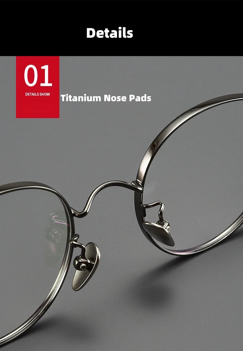 Titanium Glasses Frame Retro Round Wide-rimmed Men's Glasses Frame Anti-blue Light Optical Prescription Women Glasses Frame 835