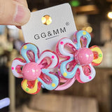 Elastic Hair Bands for Children, Hair Ropes, Color Blocked Flowers, Princess Cute Headwear, Girls Hair Accessories, New, 2Pcs