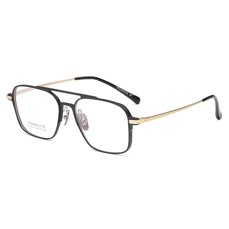 Light Pure Titanium Frames Retro Polygon Spectacle Pilot Ultra Double Bridge Customized Optical Prescription Eyeglasses Man
