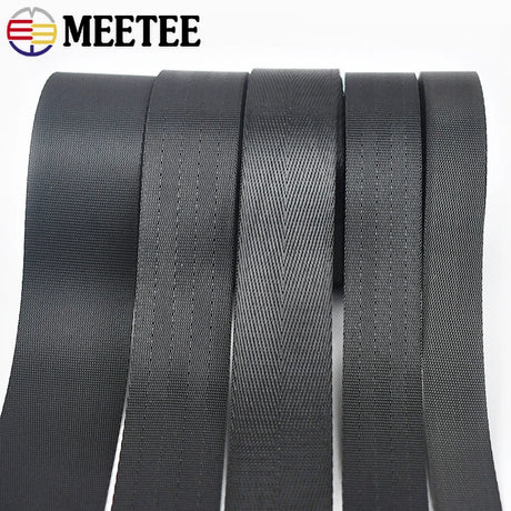 Meetee 5M 20/25/32/38mm Nylon Black Webbing Ribbons Bag Strap Band Belt Tape Webbings DIY Garment Sewing Material