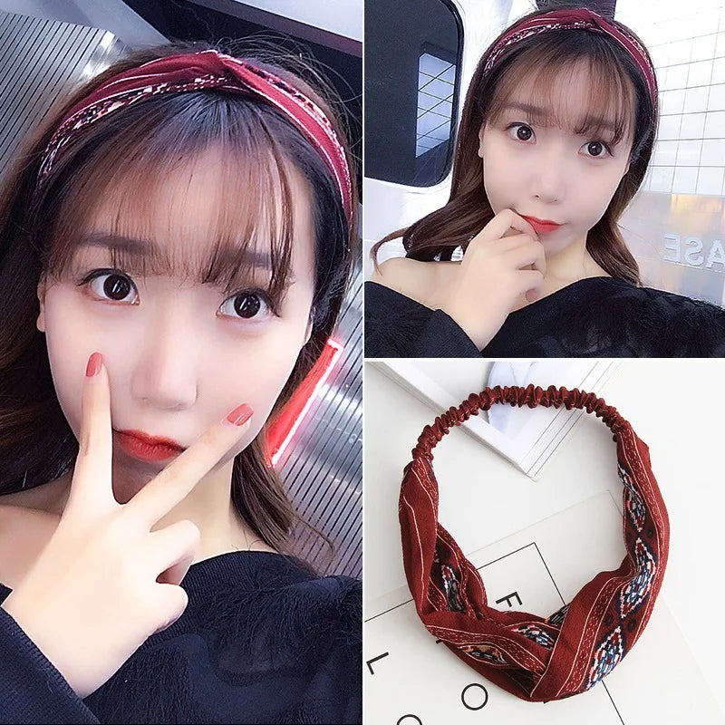 Cross elastic headband chiffon silk headband ladies headband hair accessory sports face wash