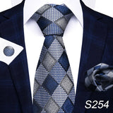 Brand Fashion 8 cm Tie For Men Woven Festive Present Tie Handkerchief Cufflink Set Necktie Shirt Accessories Red Striped