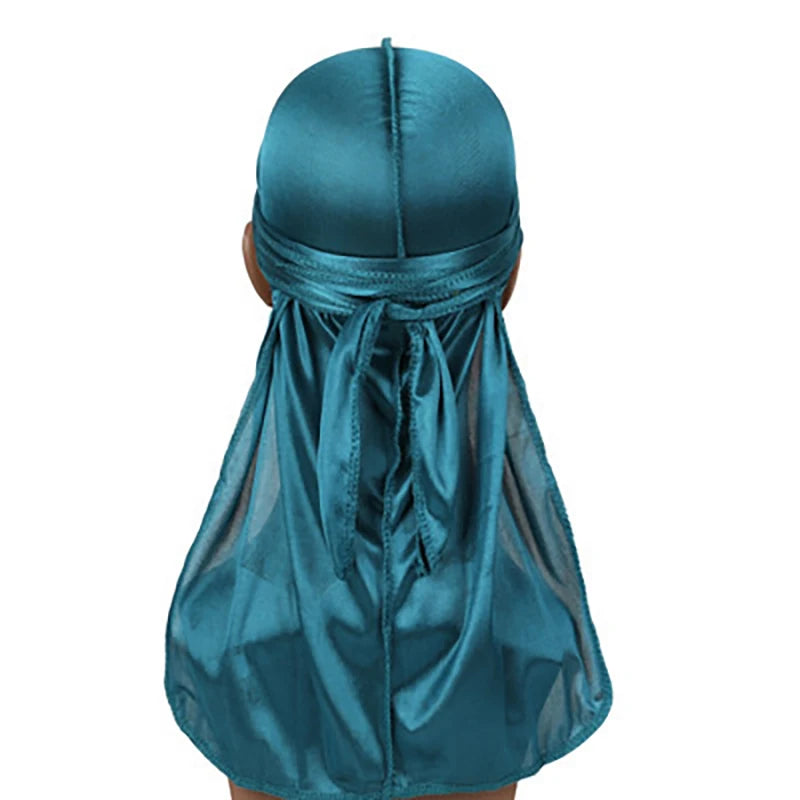 Elasticity Baotou Cap Hair Bands Simulation Silky Durag Long Tail Pirate Hat Headband Turban for Children Kid Ribbon Accessories