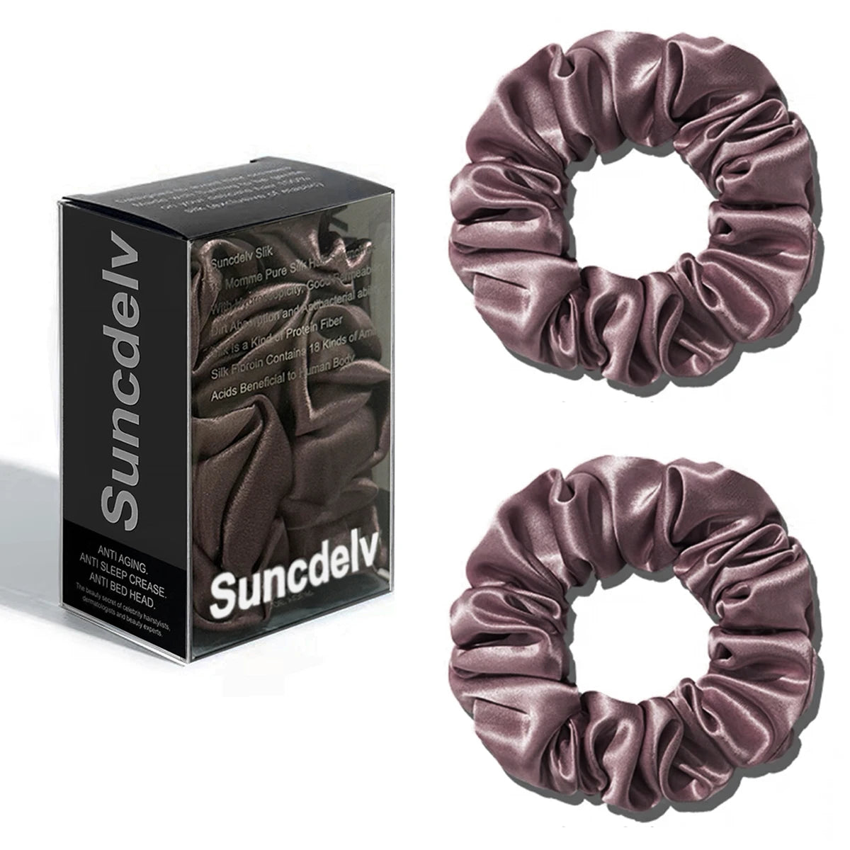 2PCS 3.5CM Mulberry Silk Scrunchies Women Grils Hair Ties for Hair Sleep No Damage Hairband Curly Hair Elastics Ponytail Holder