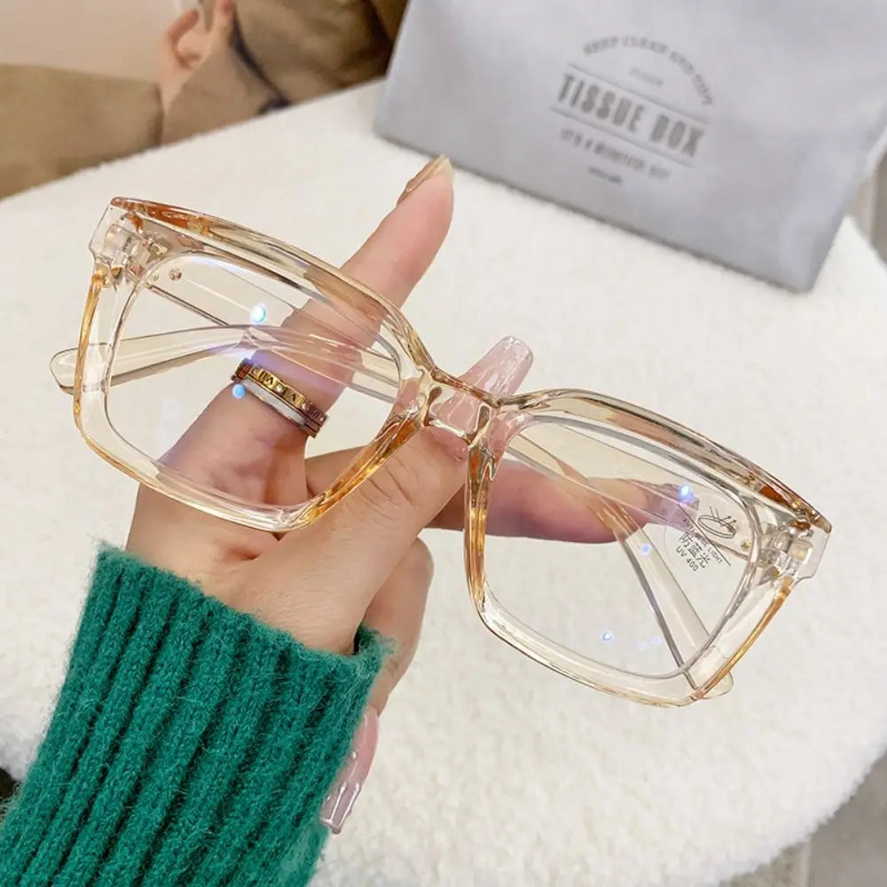 Oversized Square Glasses Women Large Frame Transparent Eyeglasses Anti Blue Light Glasses Over-the-counter Lenses and Glasses