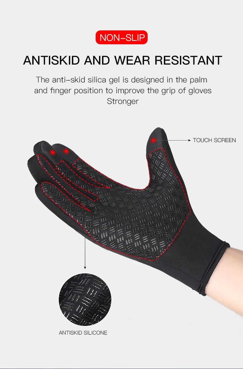 Autumn Winter Motorbike Gloves Men Women Windproof Anti-slip Touchscreen Fleece Keep Warm for Work Gloves Men Sports Bike Black
