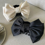 Elegant Women Bow Hair Claw Clips Double-Sided Large Satin Shark Hair Claw Solid Bowknot Hairpins Barrettes Hair Accessories
