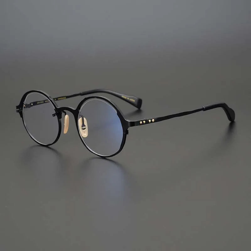 53160 Retro round pure titanium handmade glasses frame men and women irregular high-end optical frames