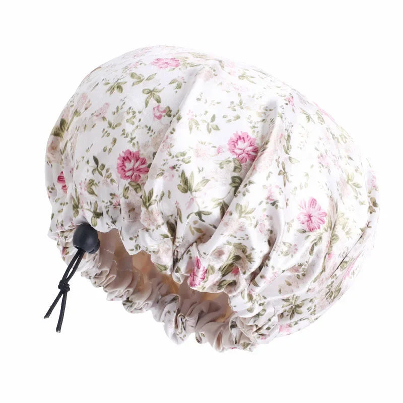 Kids Girls Sleep Cap Floral Print Hair Bonnet Satin Night Sleep Hat Turban Sleeping Hat Children Hair Care Bonnet Nightcap Caps