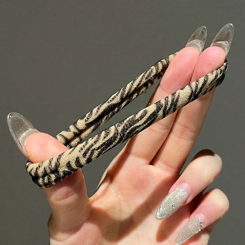 High Elasticity Universal Leopard Print Elastic Hair Scrunchie Ties for Women Girls Ponytail Holder Hair Rings Rope Accessories