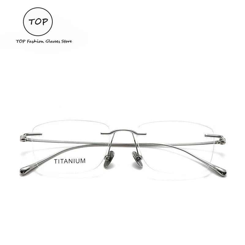 Fashionable and Simple Frameless Titanium Alloy Business Men's Glasses Personalized High-quality Women's Frames Suitable  Myopia