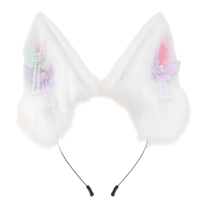 Y5GC Bendable Cats Ear Hairband Plush Animal Ear Hairband For Anime Enthusiasts Roleplay and Halloween Party DressingUp Props