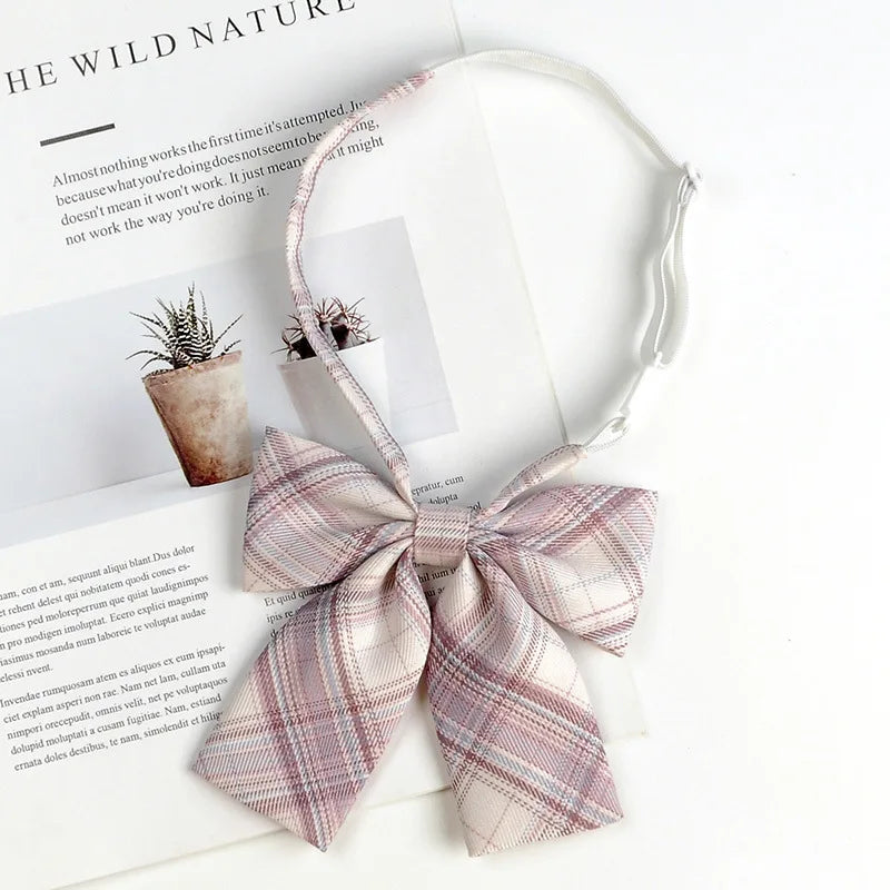 Fashion JK Bowtie Women College Student Collar Tie Cotton Plaid Bowknot Lolita Girls Adjustable Butterfly Anime Cosplay Cravat