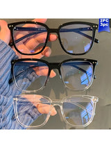3 pieces of blue light blocking glasses - fashionable square fake glasses, anti radiation computer gaming glasses, sunglasses