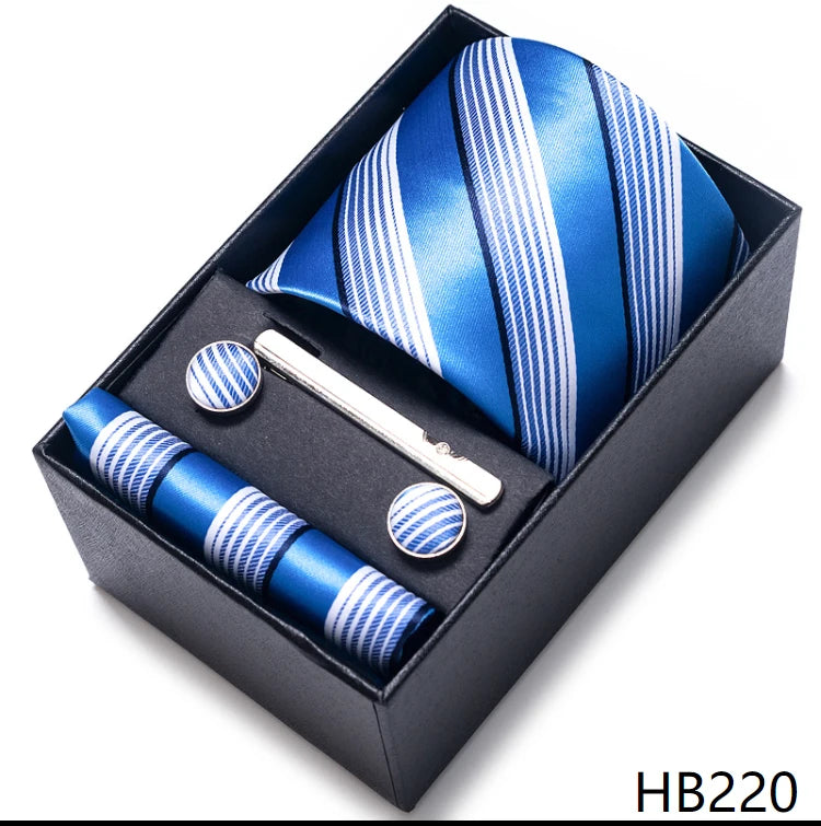 Tie For Men Brand New Style Wedding Gift Tie Pocket Squares Set Necktie Box Men Black Suit Accessories