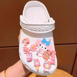 New Sanrio Kuromi LED Shoes Accessories Cartoon Peripheral Cinnamoroll Melody Pompompurin Charm Buckle Charms Kids Gift