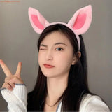 G92D Simple Sweet Hair Accessories Women Students Washing Face Hairband Little Pig Ears Headbands Plush Cartoon Hair Hoop