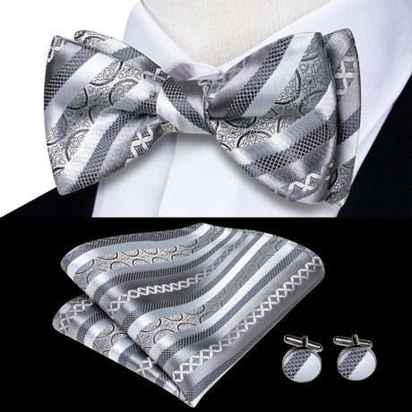 Dropshipping Jacquard Silk Mens Self Bow Tie Hanky Cufflinks Set Male Butterfly Knot Bowtie Wholesale for Male Wedding Business