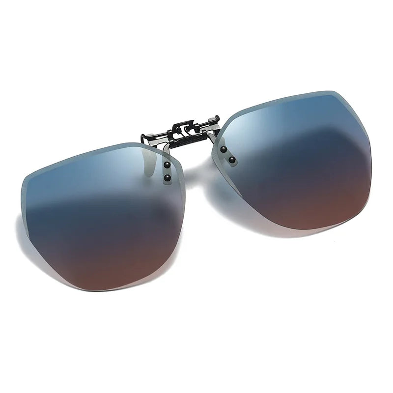 Oversized Polarized Clip-on Sunglasses Men Frameless Filter UV400 Protection Polygon Eyewear Clip Lens Sun Glasses