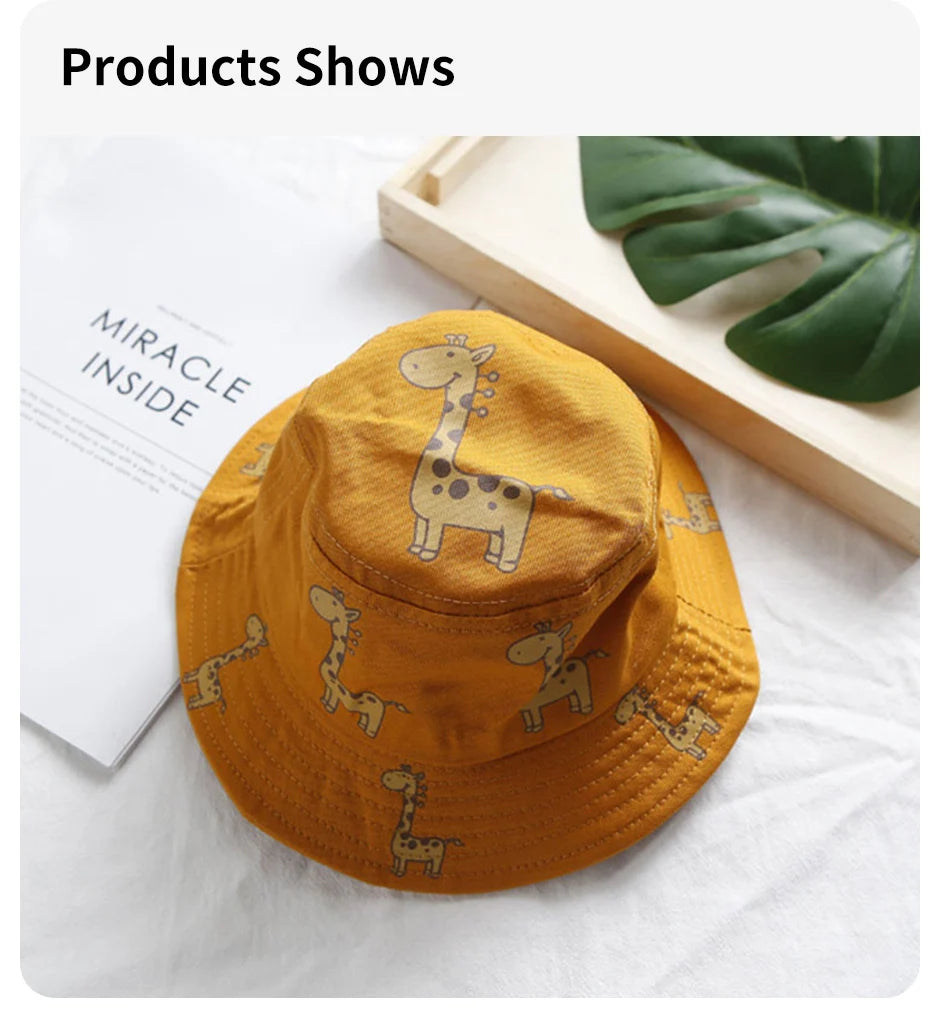 Cartoon Giraffe Baby Bucket Cap Outdoor Beach Children Sun Hat Kids Panama Cap Baby Boys Girls Cap
