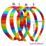 49MB Women Girls Autumn Winter Plush Headband Rainbow Colorful Striped Elastic Hair Hoop Festival Party Wash Face Styling