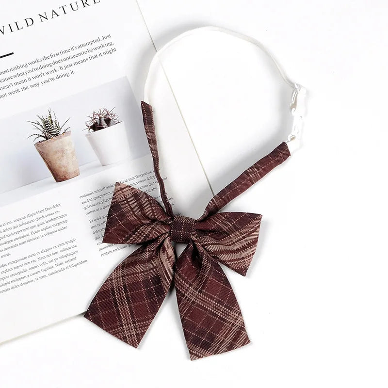 Fashion JK Bowtie Women College Student Collar Tie Cotton Plaid Bowknot Lolita Girls Adjustable Butterfly Anime Cosplay Cravat