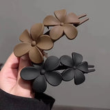 4Pcs Flower Hair Clips Fashion Matte Black Floral Hairpins Hair Claw Clips Non-Slip Hair Clamps Grab Elegant Hair Accessories