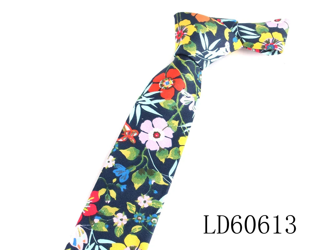 Print Skinny Neck Ties  For Men Women Slim Cotton Tie For Boys Girls Suits Ties For Wedding Party Men's Necktie Gifts Gravatas