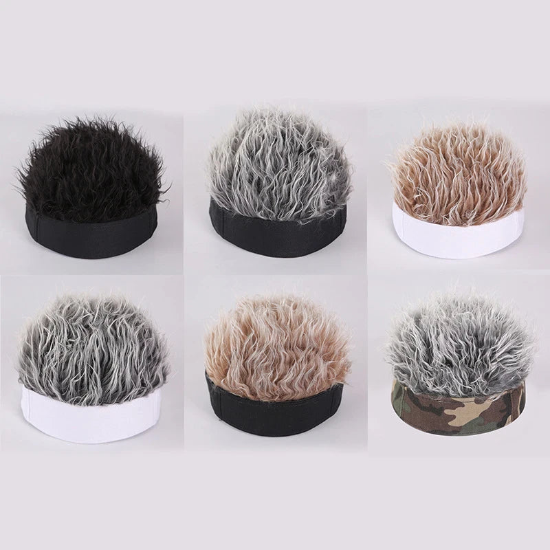 Baseball Cap Men Women Beanie Wig Hat Fun Short Hair Caps Breathable Soft for Party Toupee Hats Outdoor