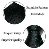 Luxury Silk Mens Ties Set Black Green Leaves Floral Neck Tie Handkerchief Cufflinks Set Wedding Business Party Barry·Wang 5938