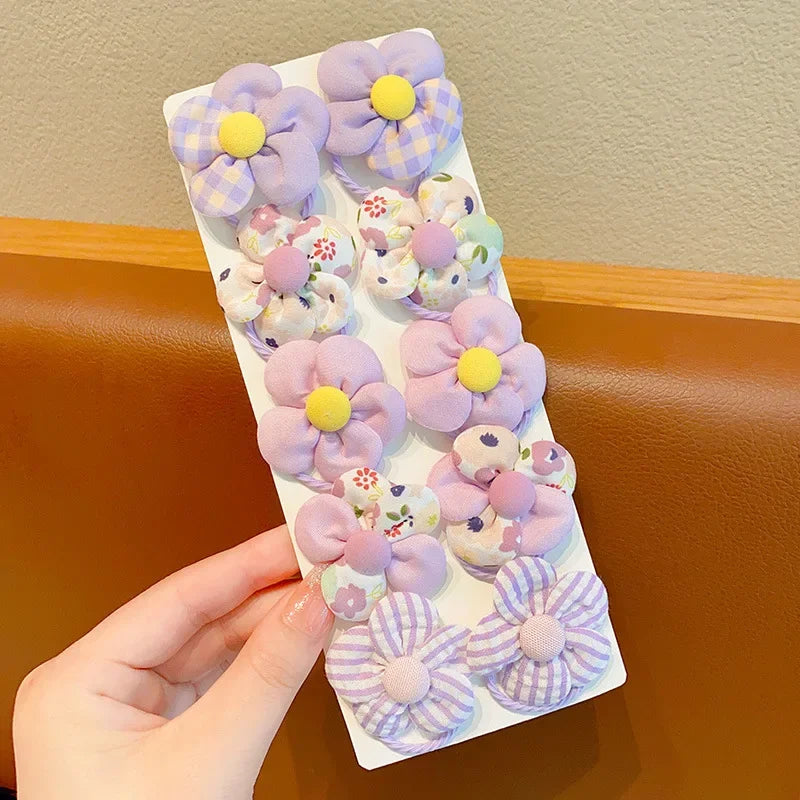 10 Pcs/Set New Baby Girl Cute Colors Flower Hair Bands Ponytail Holder Chilren Soft Scrunchies Rubber Kids Hair Accessories