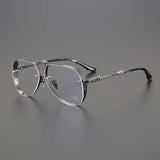Anti Blue Light Lenses Titanium Eyeglass Frame Rectangular Full Frame Fashionable Carved Optical Prescription Glasses Unisex