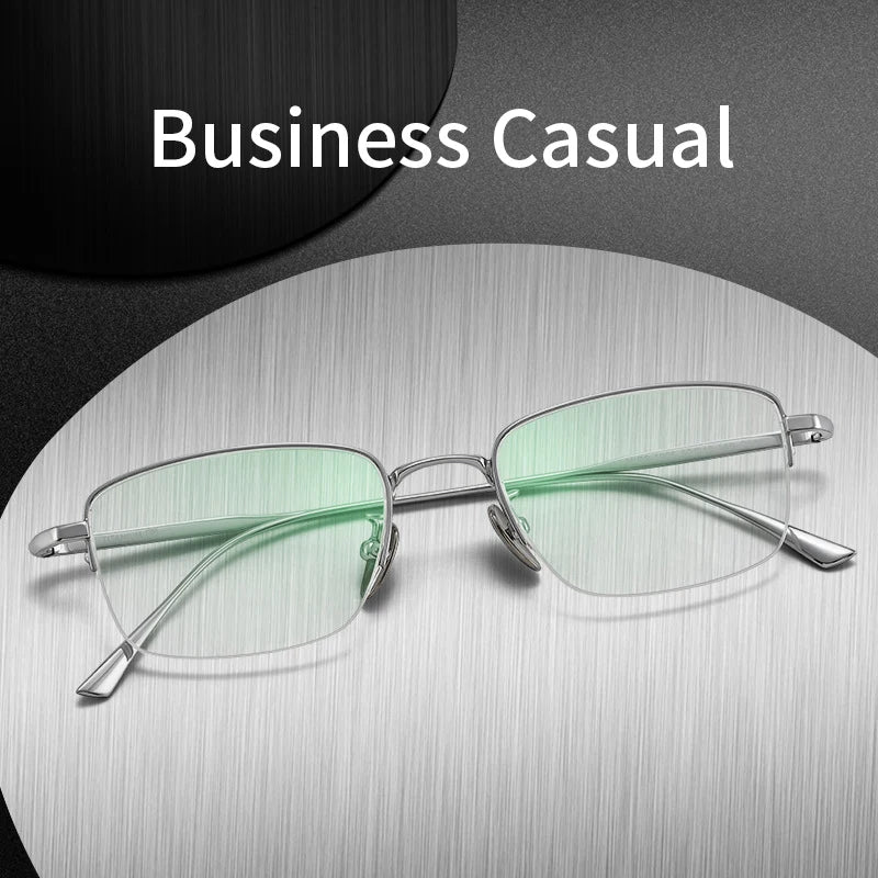 Lzabella New Men's Half Frame Glasses Business Casual Pure Titanium Frame Fashionable And Trendy Prescription Glasses 1906