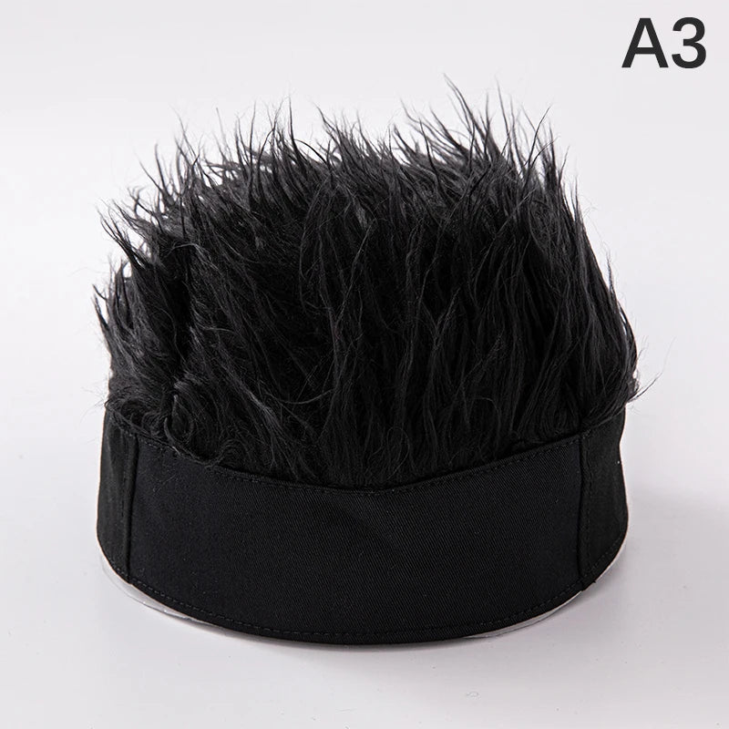Baseball Cap Men Women Beanie Wig Hat Fun Short Hair Caps Breathable Soft for Party Toupee Hats Outdoor