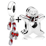 Buipoey 2pcs/lot Christmas Red Cane Gingerbread Man Charm Snowman Santa Beaded Sock Pendant DIY Beacelets jewelry Accessory Gift