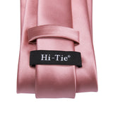 Hi-Tie Designer Dusty Pink Solid Silk Wedding Tie For Men Hankerchief Cufflink Set Gift Men Necktie Fashion Business Party