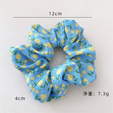2 Pcs Korean Hair Accessories Women Small Fresh Fabric Flower Printing Elastics Hair Band Scrunchies Hair Tie Girl Ponytail Hold