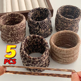 5pcs Leopard Print High Elastic Hair Ties Scrunchie Ties High Elasticity Ponytail Holder Women Girls Hair Rings Rope Accessories