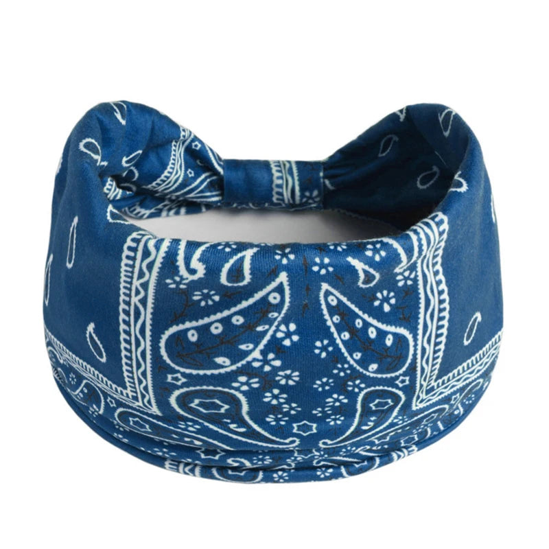 Wide Printed Bandanas Hairbands Boho Knot Turbans Yoga Elastic Head Wrap Women Headband Headwear Fashion Hair Band Accessories