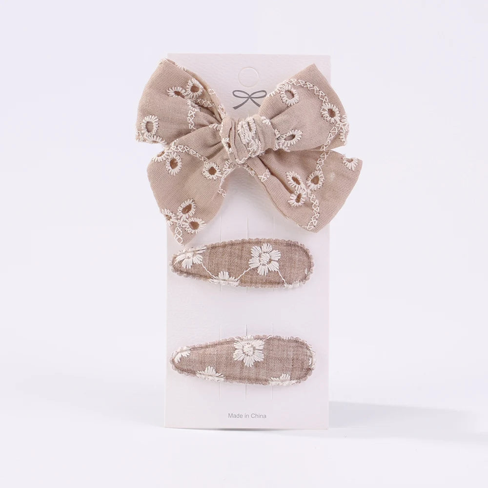 10Pcs/set 2.2'' Printed Embroidery Waterdrop Shape Hair Clips For Cute Girls BB Hairpin Barrettes Headwear Kids Hair Accessories