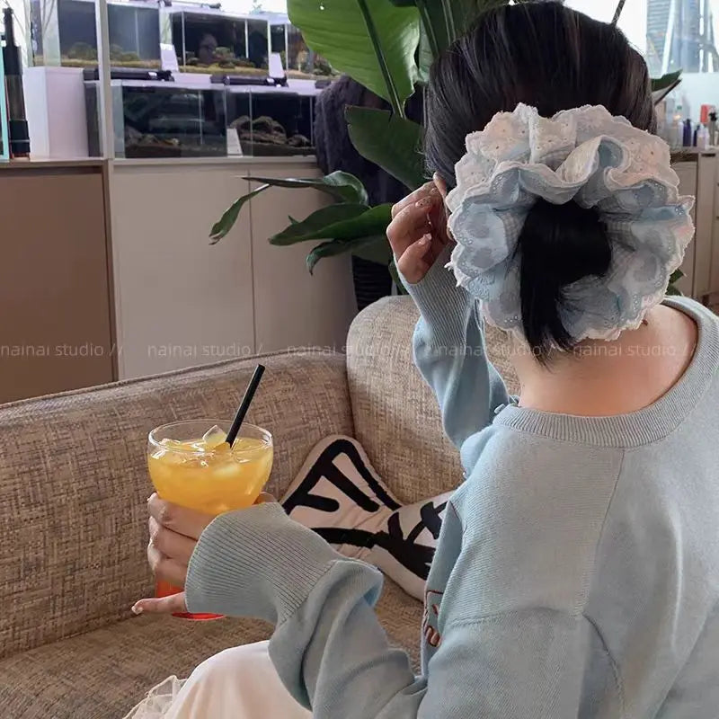 Oversize Women Lace Scrunchies Elastic Hair Bands Ponytail Holder Tie Hair Hoop Scrunchy Rubber Band Women Hair Accessories