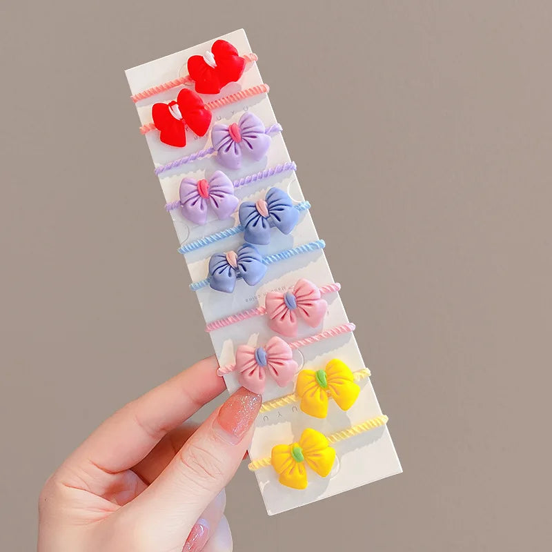 40PCS/10PCS Hair Accessories For Girl Elastic Hair Bands Cute Flowers Style Hair Ring Children Birthday Party Headdress Headwear