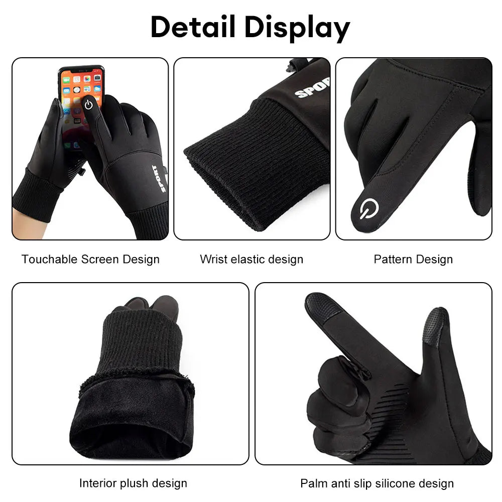 Winter Waterproof Women's Gloves Touchscreen Windproof Sports Fishing Driving Motorcycle Ski Non-slip Warm Cycling Men Gloves