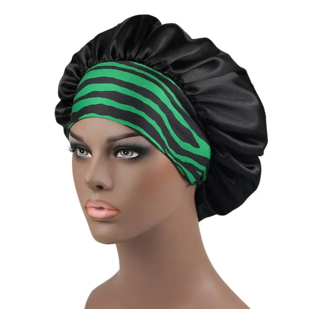 High Elastic Satin Solid Sleeping Hat 1Pcs Hair Care Bonnet Nightcap Multi-color Reusable Women Home Sleeping Cap Accessories