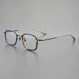 TFTB Retro All Pure Titanium Men's Glasses Luxury Square Small Framework Ultralight Optical Prescription Eyeglasses Frame 142mm