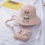 Summer Baby Straw Hat With Handbag Flower Breathable Beach Hat Bags Kids Hat Boy Girls Sun Visor UV protection panama Hat gorras