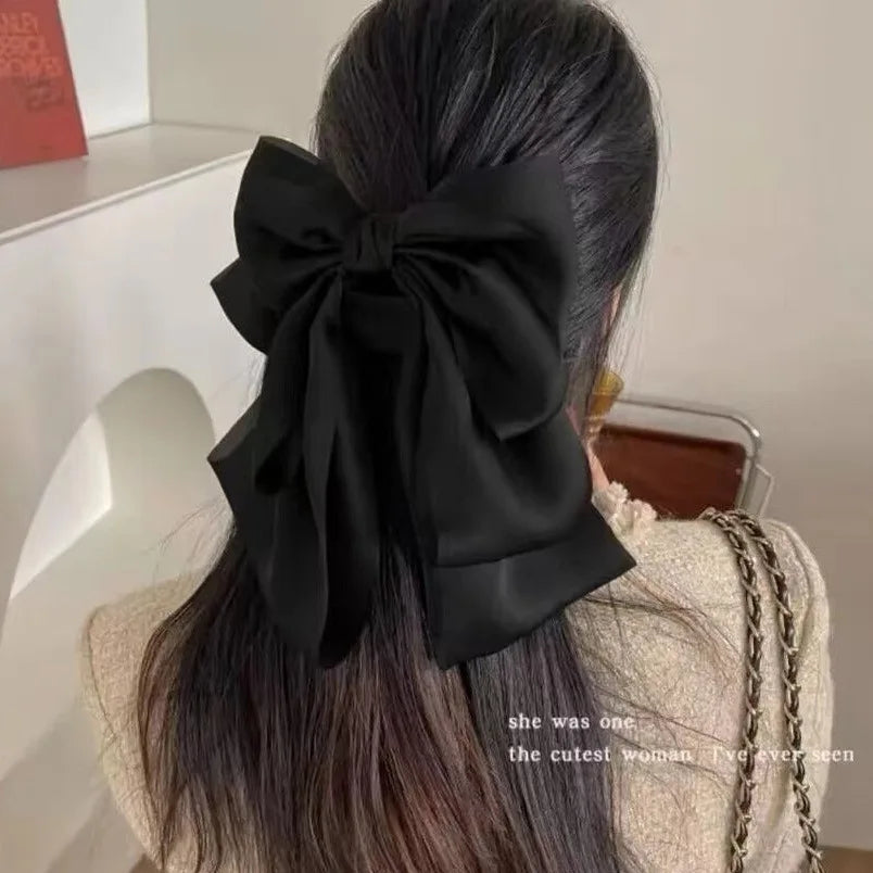 Hot Korean  Big Size Bow Hair Clip Claw Clamp Women  High Ponytail  Barrettes Headwear Girls Women Hair Accessories